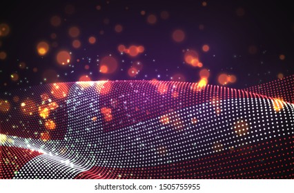 Vector bright glowing country flag of abstract dots.Denmark