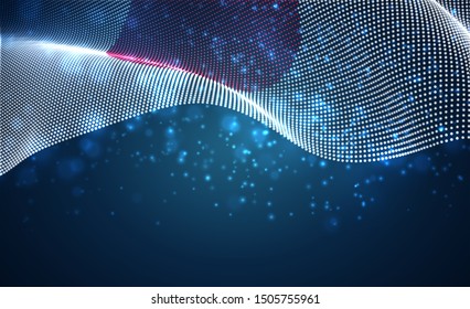 Vector bright glowing country flag of abstract dots. Japan