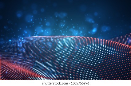 Vector bright glowing country flag of abstract dots. Hong Kong