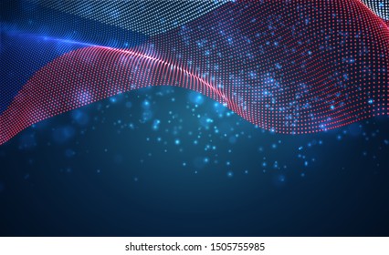 Vector bright glowing country flag of abstract dots. Czech