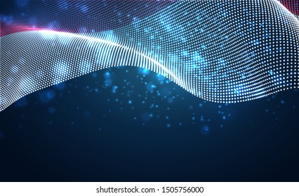 Vector bright glowing country flag of abstract dots. Monaco