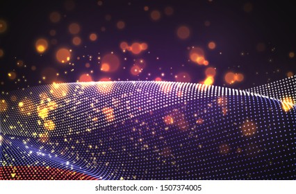 Vector bright glowing country flag of abstract dots. Russia