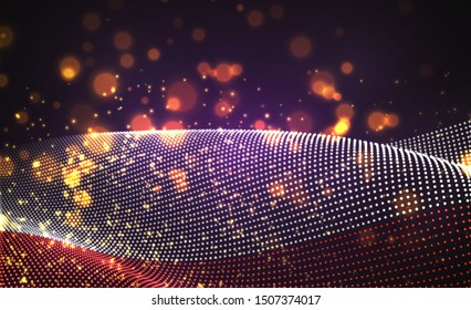 Vector bright glowing country flag of abstract dots. Poland