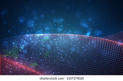 Vector bright glowing country flag of abstract dots. China