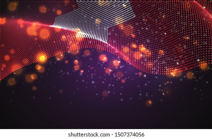 Vector bright glowing country flag of abstract dots. Switzerland