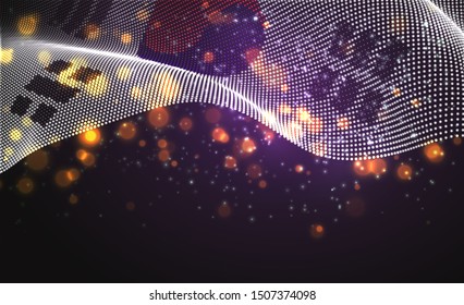Vector bright glowing country flag of abstract dots. Korea