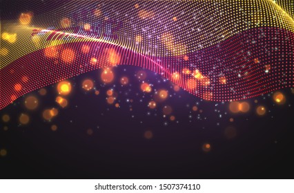 Vector bright glowing country flag of abstract dots.Spain