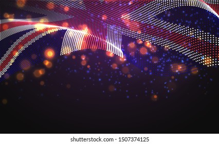 Vector bright glowing country flag of abstract dots. England