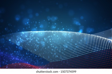 Vector bright glowing country flag of abstract dots. Czech