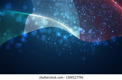 Vector bright glowing country flag of abstract dots. Italy