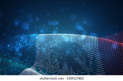 Vector bright glowing country flag of abstract dots.  Mexico