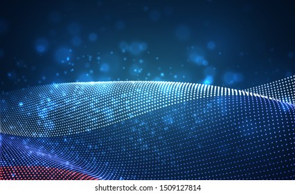 Vector bright glowing country flag of abstract dots. Russia