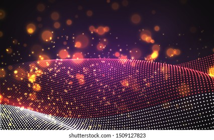 Vector bright glowing country flag of abstract dots. Monaco