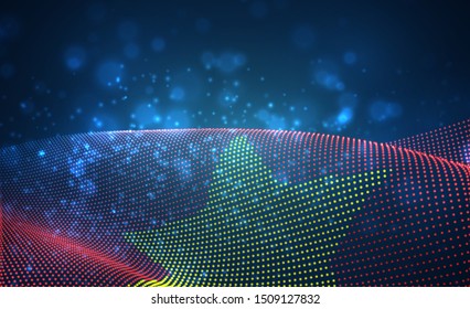 Vector bright glowing country flag of abstract dots. Vietnam