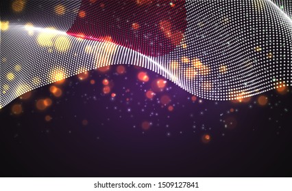 Vector bright glowing country flag of abstract dots. Japan