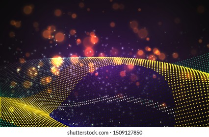 Vector bright glowing country flag of abstract dots. Brazil