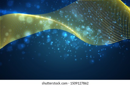Vector bright glowing country flag of abstract dots. Ukraine