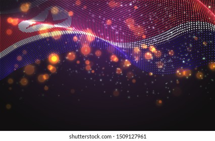 Vector bright glowing country flag of abstract dots. North Korea