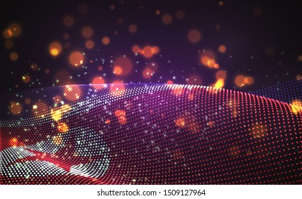 Vector bright glowing country flag of abstract dots. North Korea