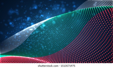 Vector bright glowing country flag of abstract dots. Bulgaria