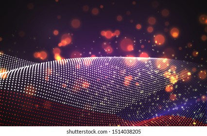 Vector bright glowing country flag of abstract dots. Czech