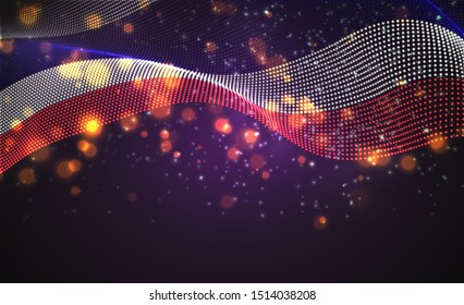 Vector bright glowing country flag of abstract dots. Thailand