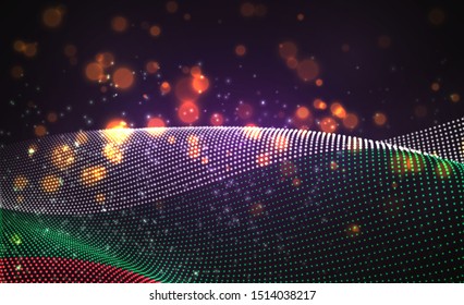 Vector bright glowing country flag of abstract dots. Bulgaria