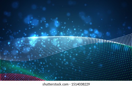 Vector bright glowing country flag of abstract dots. Bulgaria