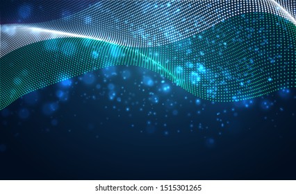 Vector bright glowing country flag of abstract dots. Hungary