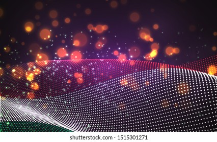 Vector bright glowing country flag of abstract dots. Hungary