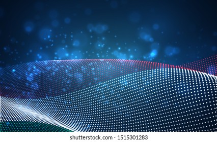 Vector bright glowing country flag of abstract dots. Hungary