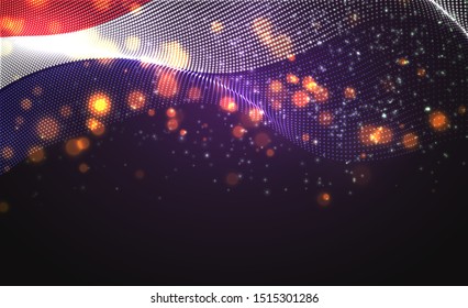 Vector bright glowing country flag of abstract dots. Netherlands, Amsterdam
