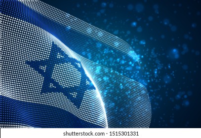 Vector bright glowing country flag of abstract dots. Israel