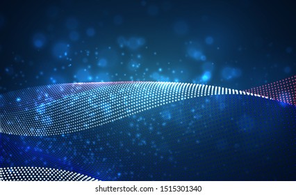 Vector bright glowing country flag of abstract dots. Thailand