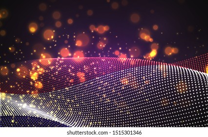 Vector bright glowing country flag of abstract dots. Netherlands, Amsterdam