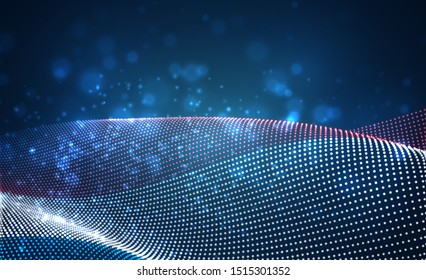 Vector bright glowing country flag of abstract dots. Luxembourg