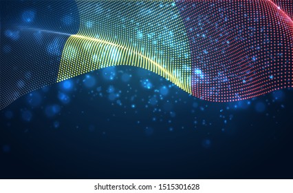 Vector bright glowing country flag of abstract dots. Belgium