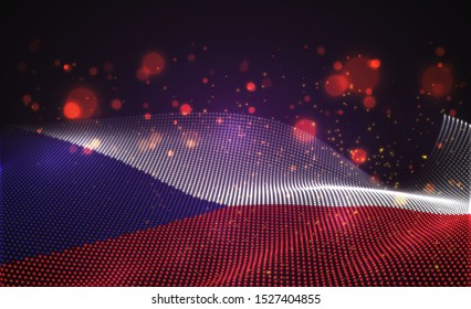 Vector bright glowing country flag of abstract dots. Czech