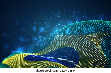 Vector bright glowing country flag of abstract dots. Brazil
