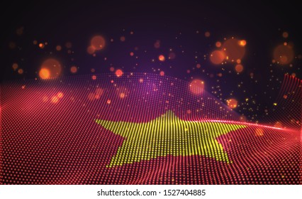 Vector bright glowing country flag of abstract dots. Vietnam