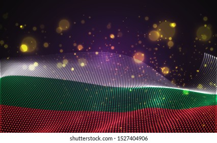 Vector bright glowing country flag of abstract dots. Bulgaria