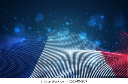 Vector bright glowing country flag of abstract dots. France