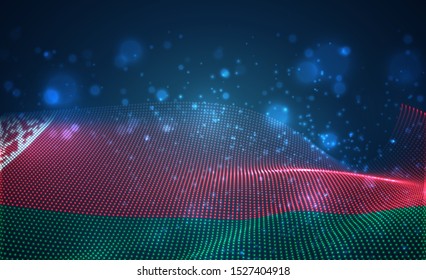 Vector bright glowing country flag of abstract dots. Belarus