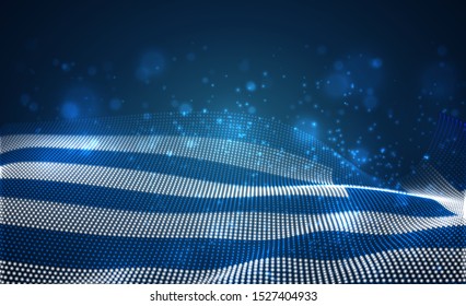 Vector bright glowing country flag of abstract dots. Greece