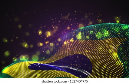 Vector bright glowing country flag of abstract dots. Brazil