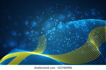 Vector bright glowing country flag of abstract dots.Sweden