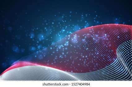 Vector bright glowing country flag of abstract dots. Monaco