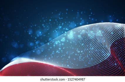 Vector bright glowing country flag of abstract dots. Poland