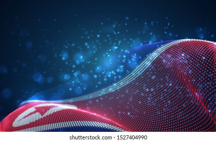 Vector bright glowing country flag of abstract dots. North Korea, 