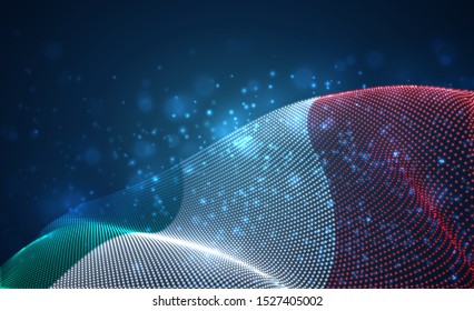 Vector bright glowing country flag of abstract dots. Italy